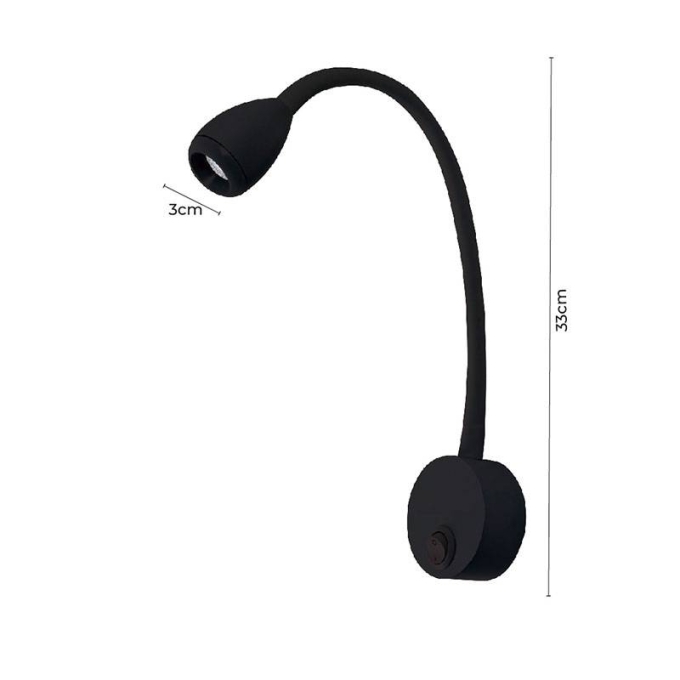 Arandela Nordecor Bett 3 watts 3000K Preto IP20 330x30mm Bivolt 2053