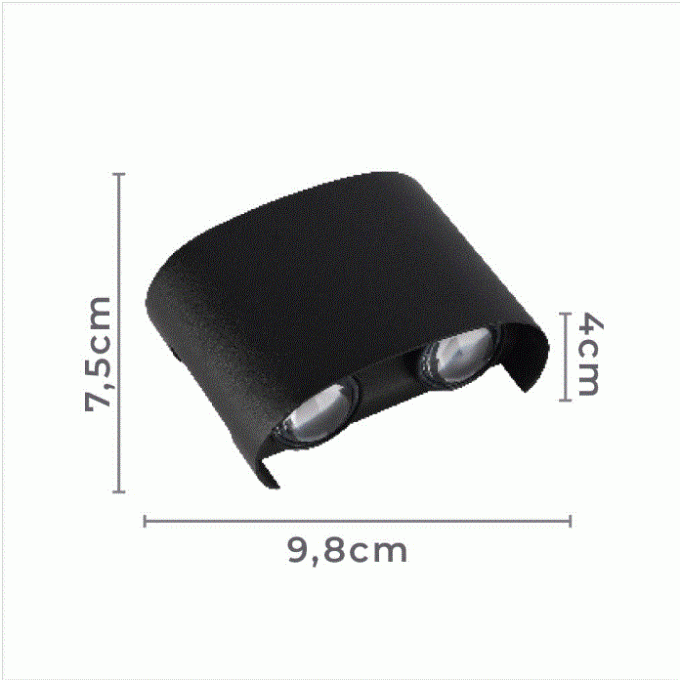 Arandela Nordecor Yori 4 watts 3000K Preto IP65 75x98x40mm Bivolt 2703