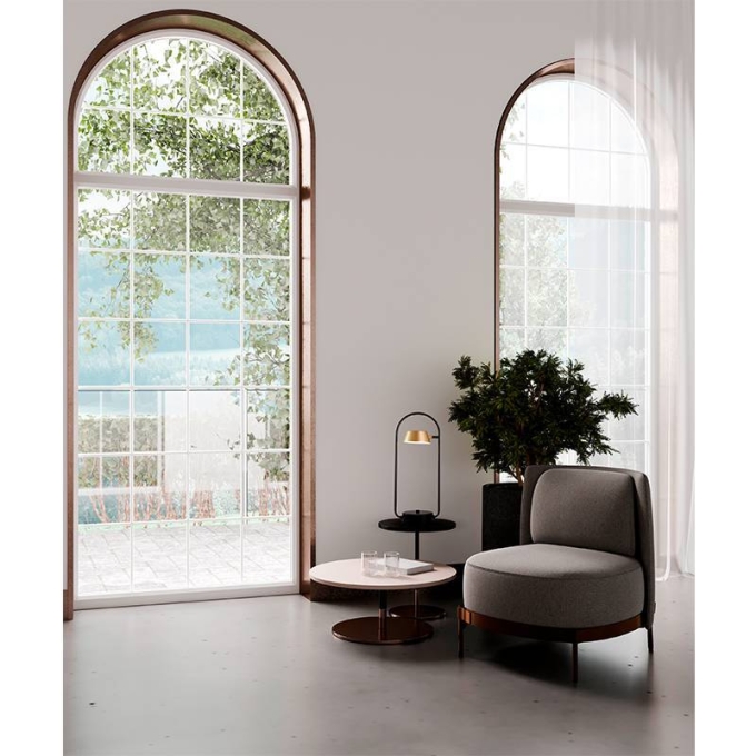 Abajur Nordecor Zavi Oni 7 watts 3000k Ouro Fosco e Preto 500x210x130mm Bivolt 2549