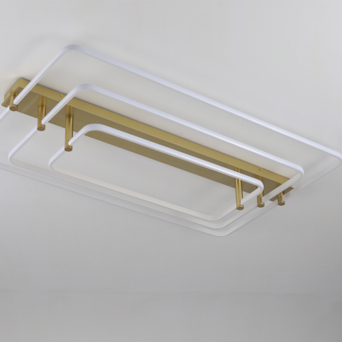 Plafon Skylight Listo Dourado e Branco 130 watts 3000K Bivolt 1100X700mm SKY-3107RT-BRDO