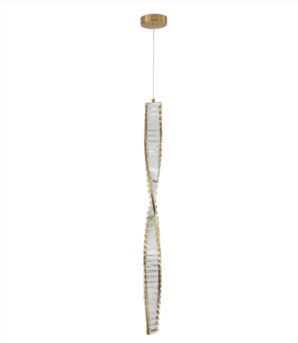 Pendente Skylight DNA Dourado e Cristal Transparente 19 watts 3000K Bivolt 500mm SKY-3078S