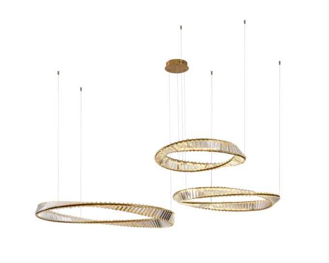Pendente Skylight Domino Dourado 130 watts 3000K Bivolt Ø800mm Ø1000mm Ø800mm Ø600mm SKY-4043-3G
