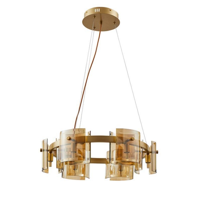 Pendente Nordecor Bouze Cin 6L G9 Ø600mm Dourado e Âmbar Bivolt 2534