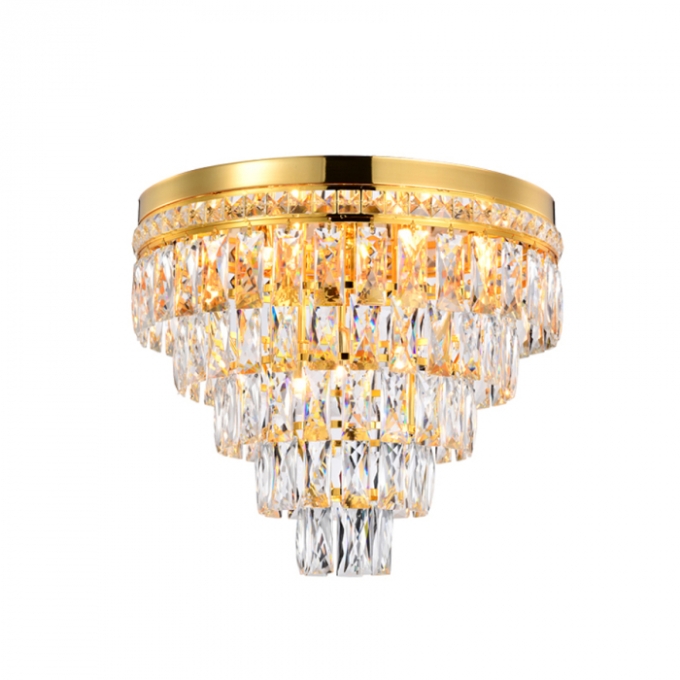 Plafon Skylight Harmony Dourado e Cristral Transparente 25 watts Ø450X400mm SKY-3100