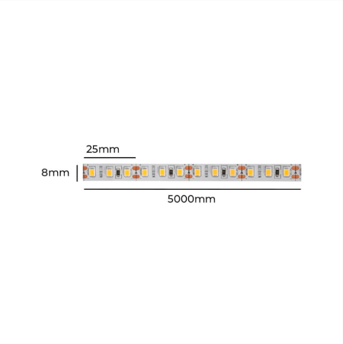 Fita LED Nordecor 9w/mt 120 leds IP20 8mm 12V 2700K IRC97 (Rolo 5 metros) 7217