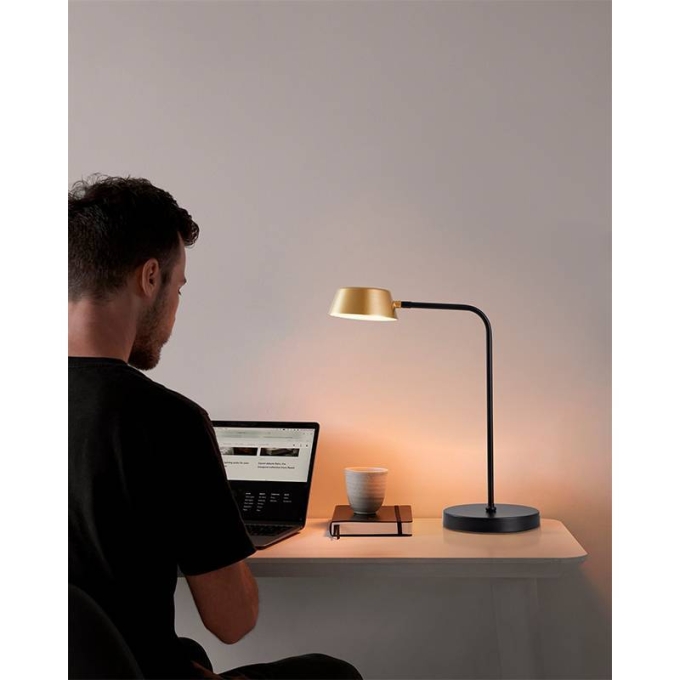 Abajur Nordecor Zavi 7 watts 3000k Ouro Fosco e Preto 440x180x290mm Bivolt 2551