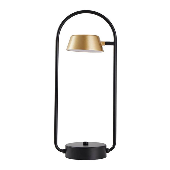 Abajur Nordecor Zavi Oni 7 watts 3000k Ouro Fosco e Preto 500x210x130mm Bivolt 2549