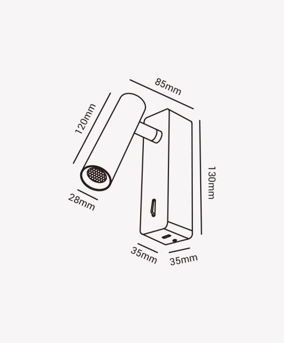 Arandela Opus LED Ergo Preto 3 watts 3000K 60° Bivolt IP20 130x35x35mm OPS 86619