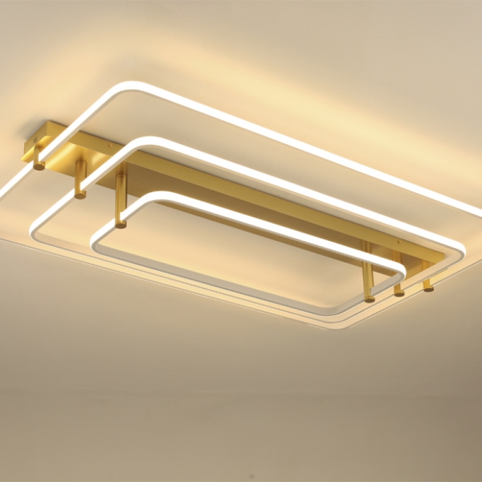 Plafon Skylight Listo Dourado e Branco 130 watts 3000K Bivolt 1100X700mm SKY-3107RT-BRDO