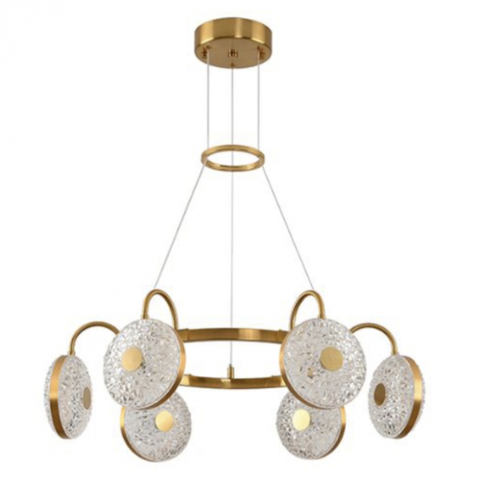 Pendente Skylight Kaha Dourado e Cristal Transparente 67 watts 3000K Bivolt Ø650mm SKY-3104