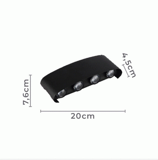 Arandela Nordecor Yori 8 watts 3000K Preto IP65 76x200x45mm Bivolt 2707