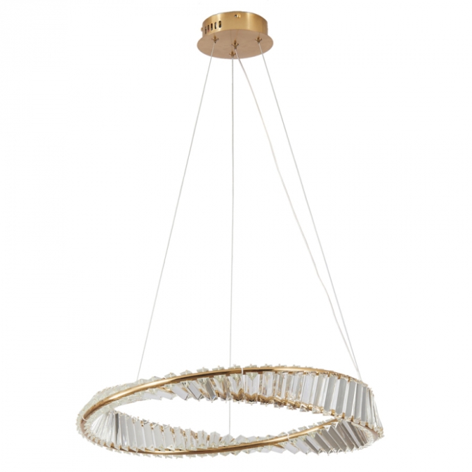 Pendente Skylight Dominó Dourado e Cristal Transparente 130 watts 3000K Bivolt Ø600mm SKY-4016