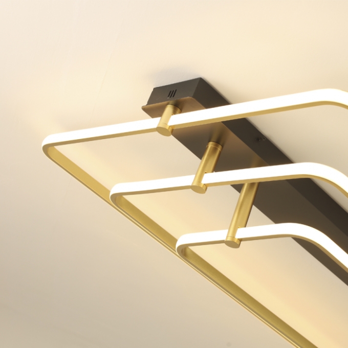 Plafon Skylight Listo Dourado e Preto 130 watts 3000K Bivolt 1100X700mm SKY-3107RT-PTDO