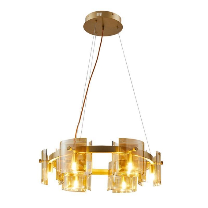 Pendente Nordecor Bouze Cin 6L G9 Ø600mm Dourado e Âmbar Bivolt 2534
