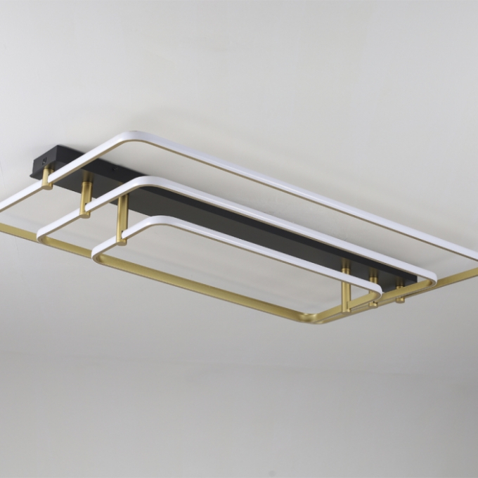 Plafon Skylight Listo Dourado e Preto 130 watts 3000K Bivolt 1100X700mm SKY-3107RT-PTDO