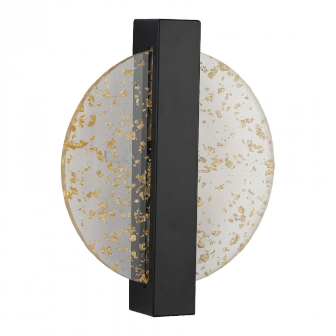 Arandela Skylight Cross Preto com Folhas de Ouro 8 watts 3000K Bivolt  Ø200X250mm SKY-3113AR-PT