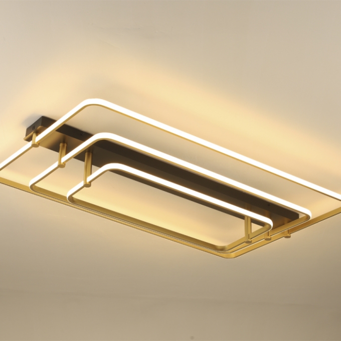 Plafon Skylight Listo Dourado e Preto 130 watts 3000K Bivolt 1100X700mm SKY-3107RT-PTDO