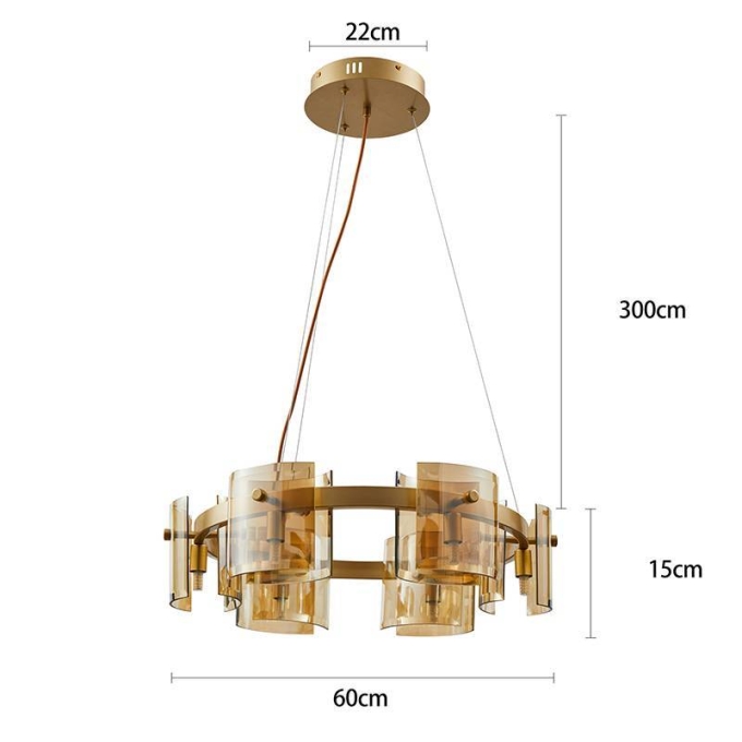 Pendente Nordecor Bouze Cin 6L G9 Ø600mm Dourado e Âmbar Bivolt 2534