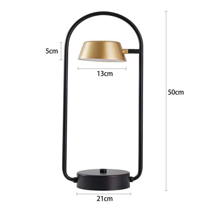 Abajur Nordecor Zavi Oni 7 watts 3000k Ouro Fosco e Preto 500x210x130mm Bivolt 2549