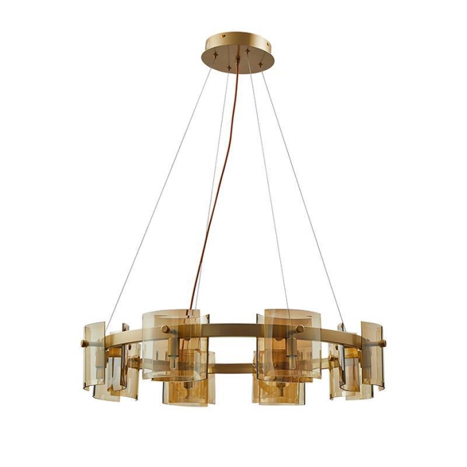 Pendente Nordecor Bouze Cin 8L G9 Ø800mm Dourado e Âmbar Bivolt 2536