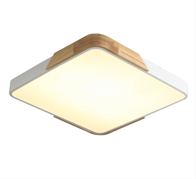 Plafon Skylight Wood Madeira e Branco 54 watts 3000K Bivolt 400X400mm SKY-4038Q4-BR