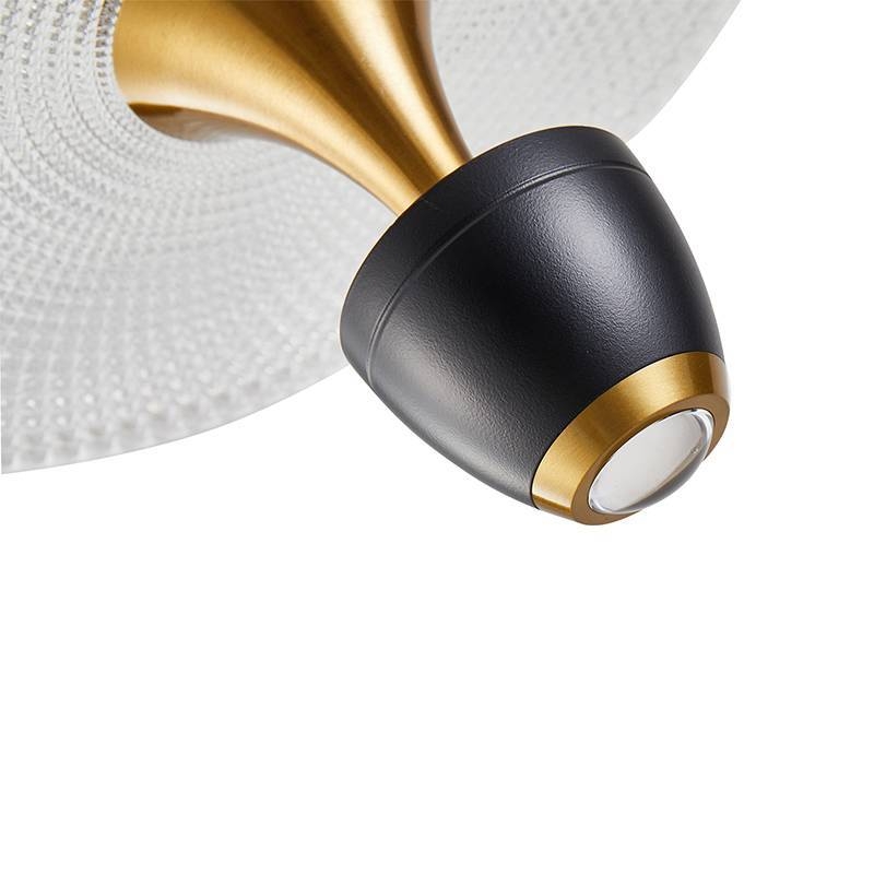 Pendente Nordecor Sowa 10 watts 3000K Preto e Dourado Fosco Ø400mm 2579