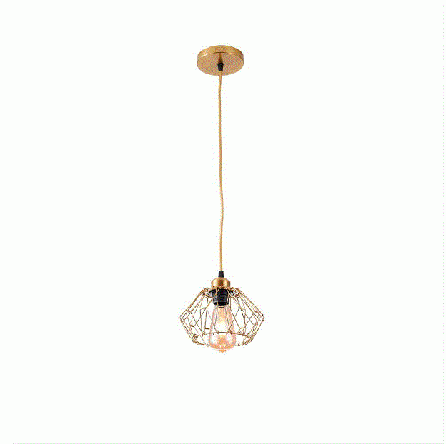 Pendente Nordecor Ollin Aramado 1L E27 Dourado 300mm 2601