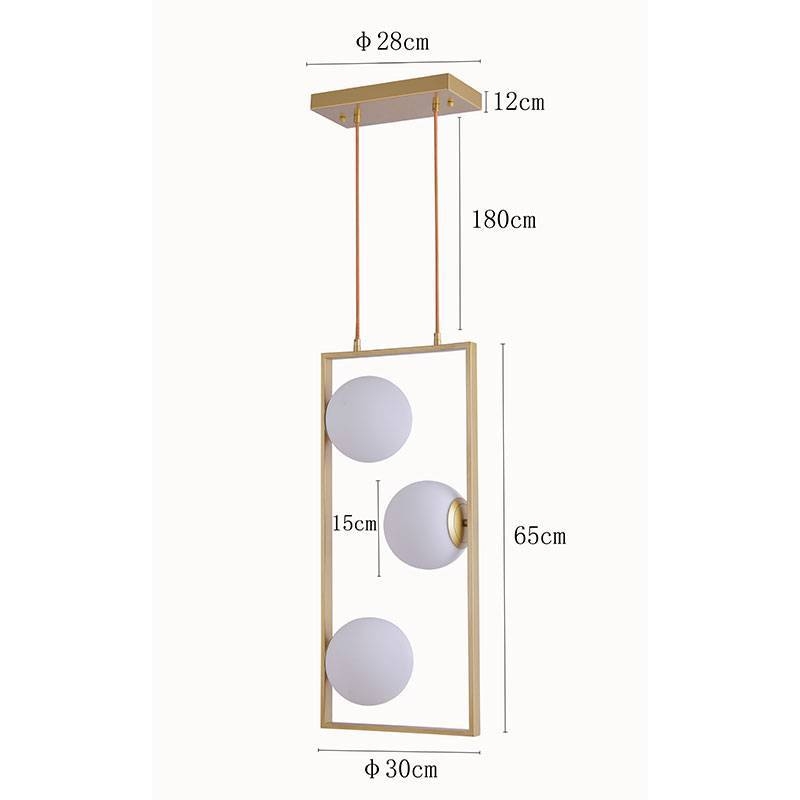 Pendente Nordecor Ibba Ret 3L E27 Dourado 650x300mm 2299