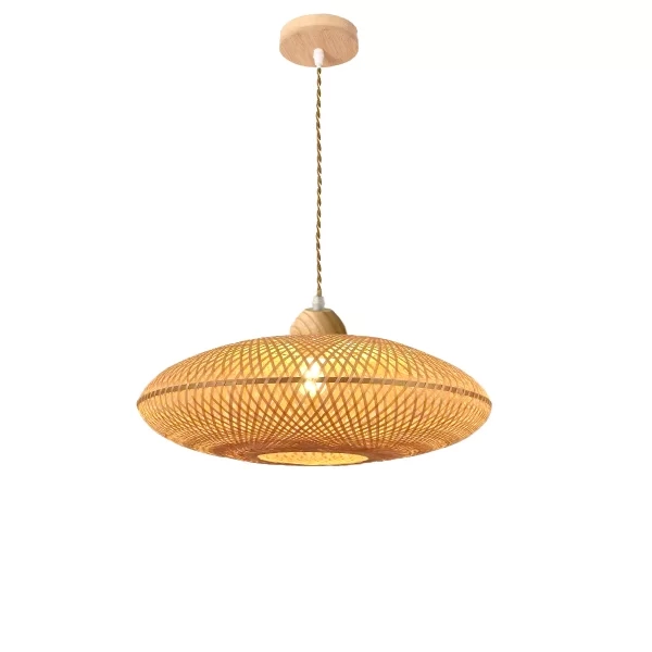 Pendente GMH Batu Fibra de Bambu 1L E27 Bivolt Ø600X150mm P-BATU-60