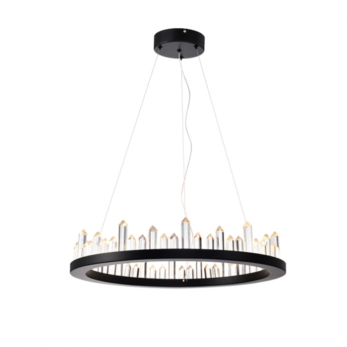 Pendente Skylight Cave Preto e Cristal Transparente 36 watts 3000K Bivolt Ø600X110mm SKY-3095PT