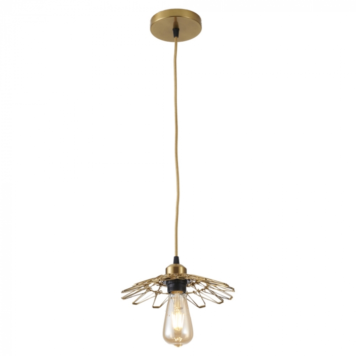 Pendente Nordecor Ollin Aramado 1L E27 Dourado 300mm 2601