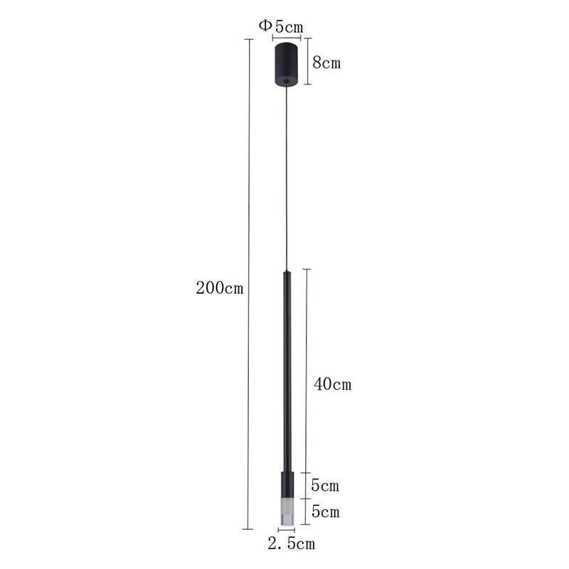 Pendente Nordecor Nima 3 watts 3000K Preto Ø25x500mm 2678