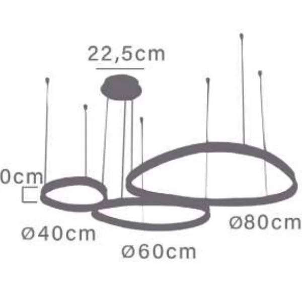 Pendente GMH Indie Dourado 113 watts 3000K Bivolt Ø800/Ø600/Ø400mm O-INDIE-180-GOLD