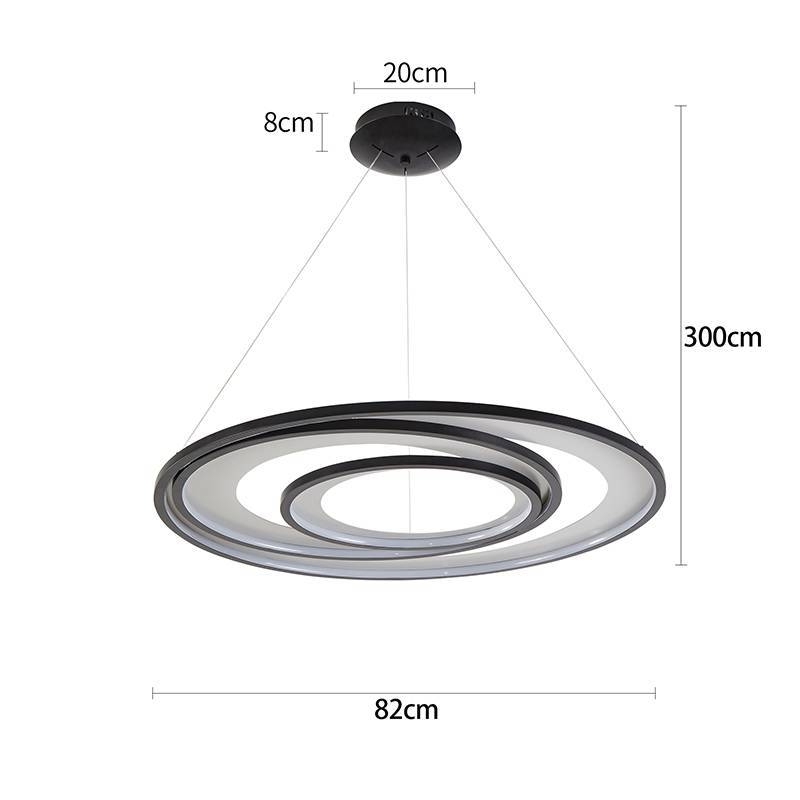 Pendente Nordecor Zahal 3 Mod 98 watts 3000K Preto Bivolt Ø820mm 2508