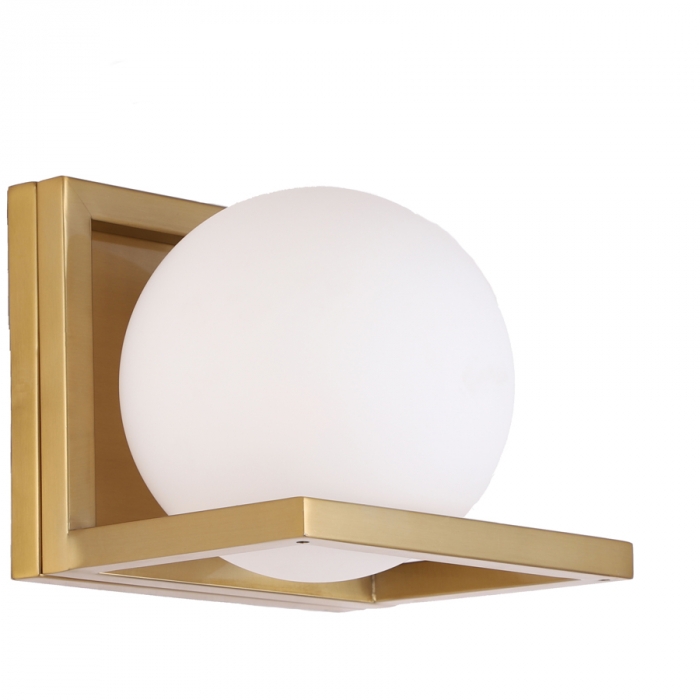 Arandela Skylight Mystic Dourado e Vidro Leitoso 1L E27 Bivolt 200X240X200mm SKY-3000AR
