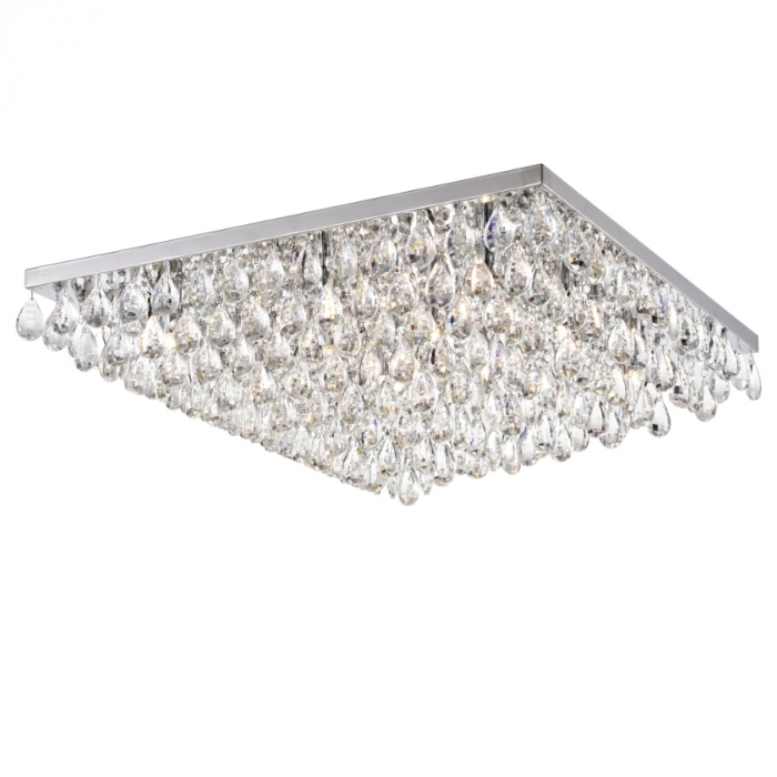 Plafon Skylight Grape Cromado e Cristal Transparente 12L G9 600X600X220mm SKY-3060TR