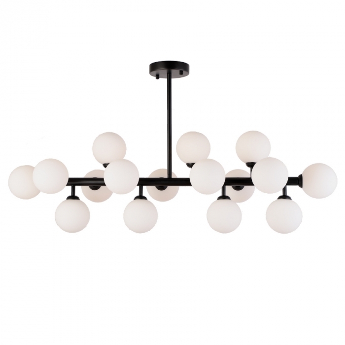 Pendente Skylight Cotton Preto e Vidro Leitoso 16L G9 25 watts 1000X950mm SKY-3027PT