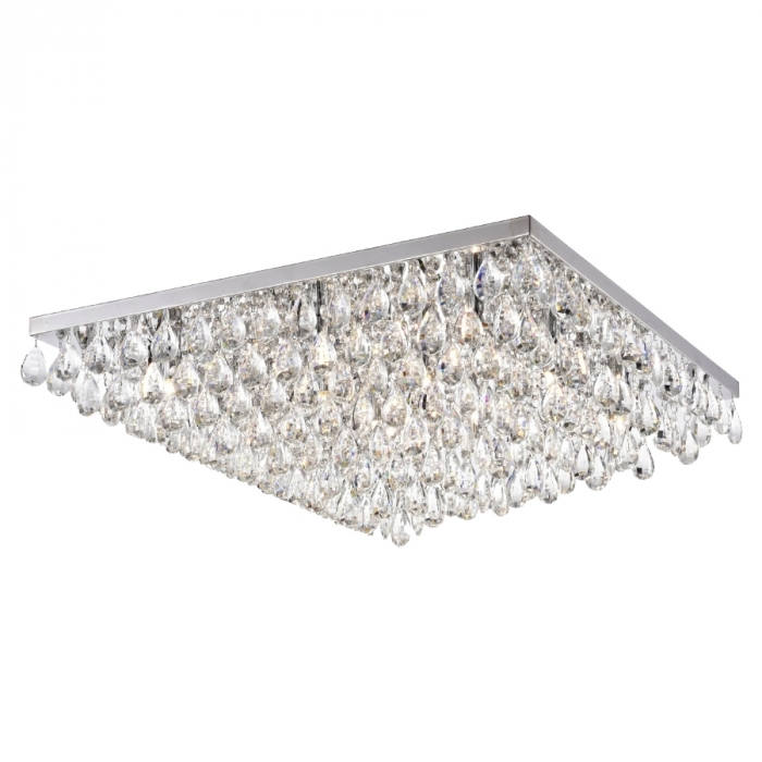 Plafon Skylight Grape Cromado e Cristal Transparente 8L G9 450X450X180mm SKY-3026TR