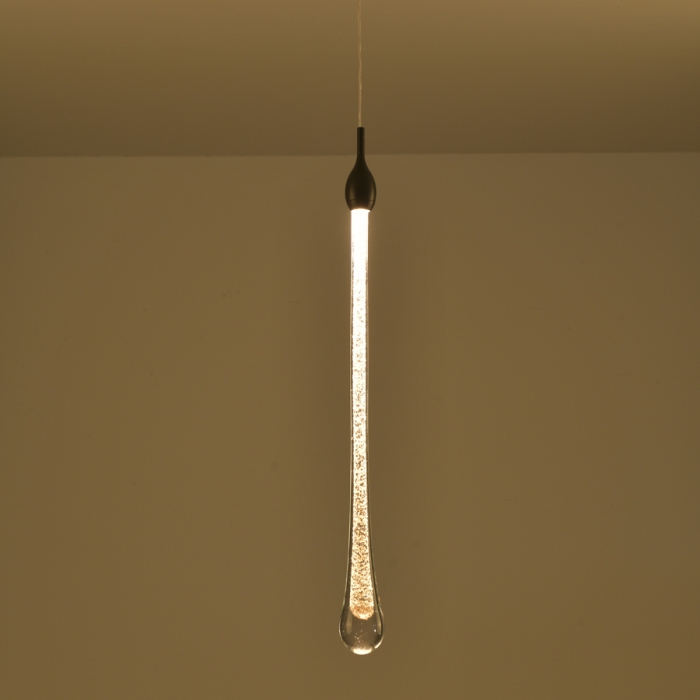 Pendente Skylight Drop Gota Preto e Transparente 7 watts 3000K Bivolt Ø40X580mm SKY-3059PT
