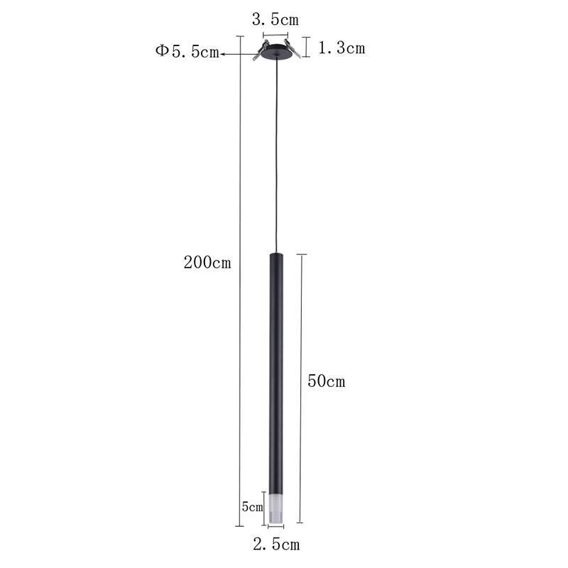 Pendente Nordecor Lana Canopla de Embutir 3 watts 3000K Preto Ø25x500mm 2692