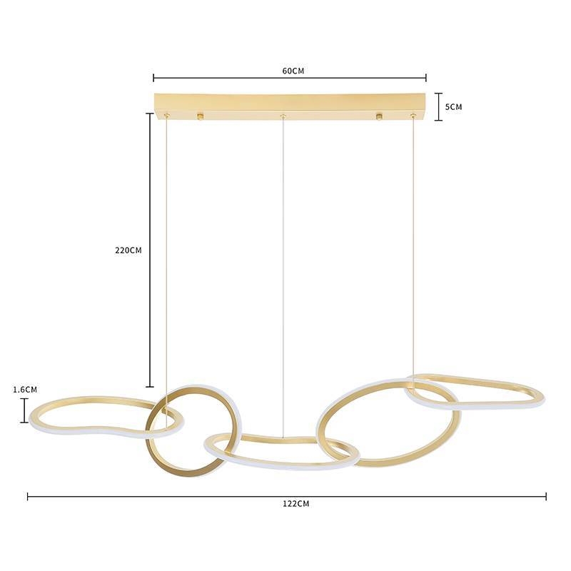 Pendente Nordecor Zena 67 watts 3000K Ouro Champagne 1220mm 2597