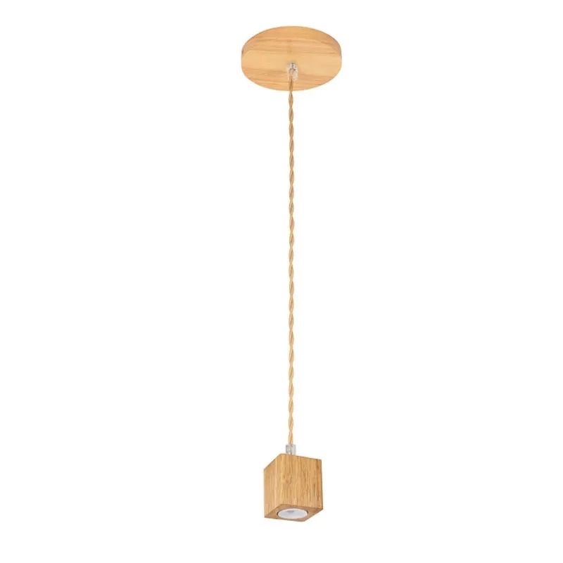Pendente GMH Cube Madeira 1L E27 100X80mm P-CUBE