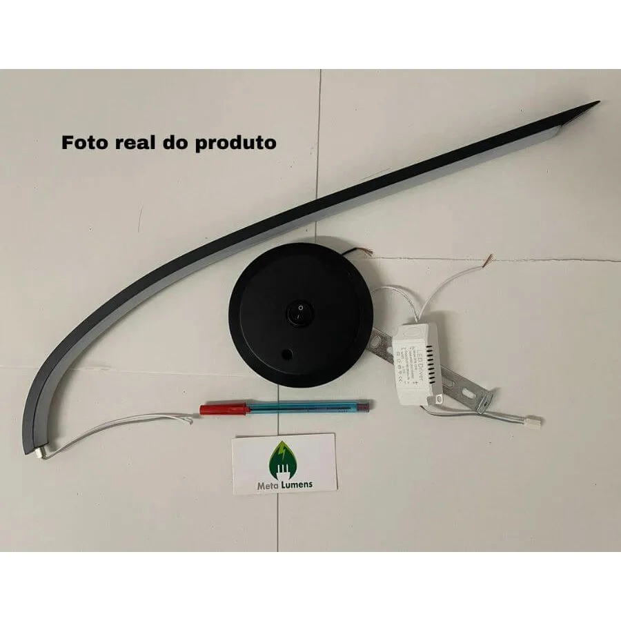 Arandela GMH Polux Preto 11 watts 3000K Bivolt 120X600X110mm A-POLUX-60-PRETO