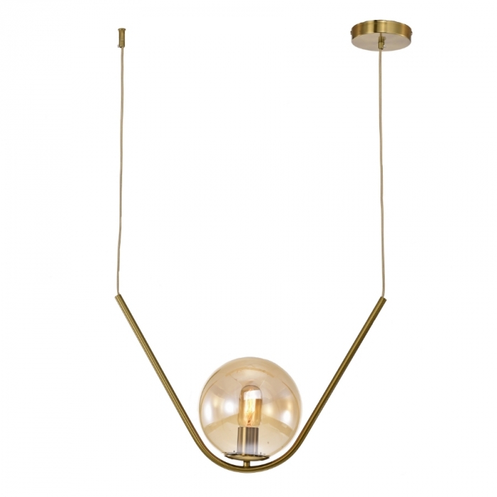 Pendente Skylight Gift Dourado e Vidro Âmbar 1L E27 25 watts 500mm SKY-3044