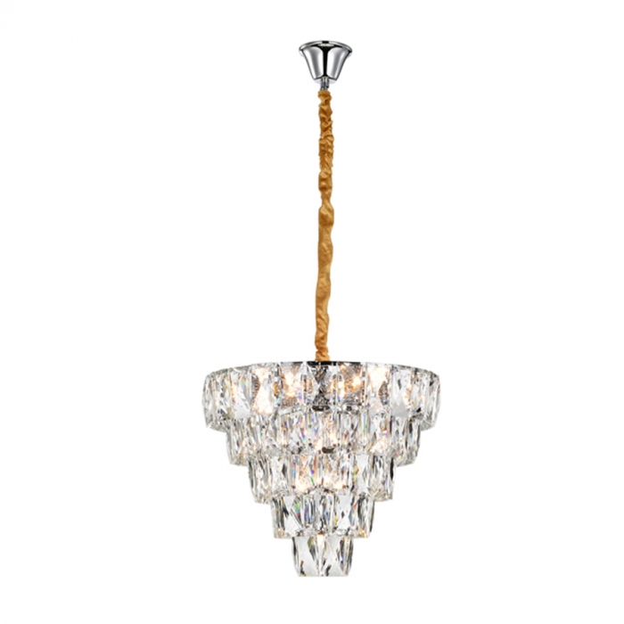 Pendente Skylight Nero Cromado e Cristal Transparente 12L E14 Bivolt Ø500X400mm SKY-3101