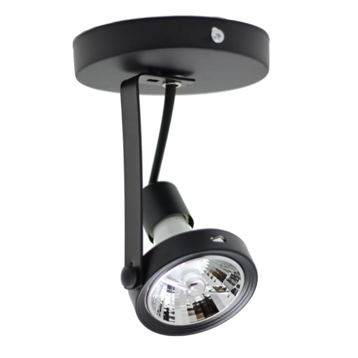 Spot Skylight Usual c/ Canopla Preto Alumínio e ABS 1L AR70 GU10 Bivolt Ø75mm SKY-140PT