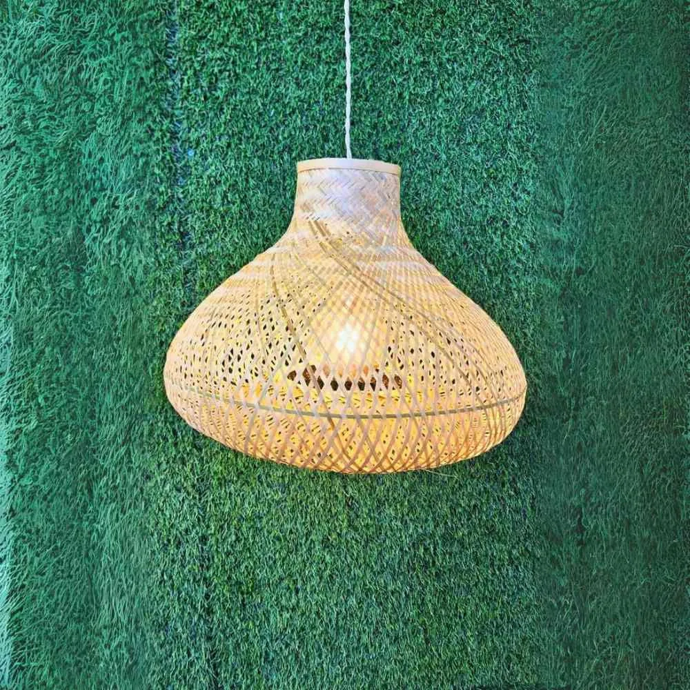 Pendente GMH Fatu Fibra de Bambu 1L E27 Bivolt Ø420x340mm P-FATU-40