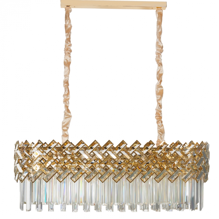 Pendente Skylight Lor Dourado e Cristal Transparente 12L G9 900X350mm SKY-4005-1