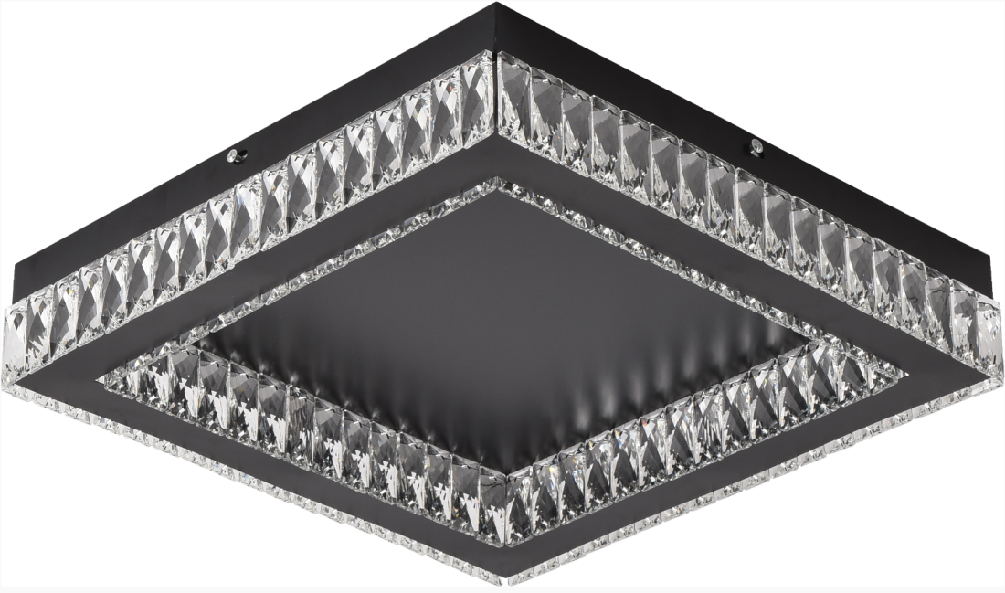 Plafon Skylight Diamond Preto e Cristal Transparente 24 watts 3000K Bivolt 420X420mm SKY-3064PT