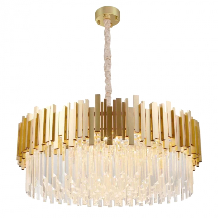 Pendente Skylight Fancy Dourado e Cristal Transparente 14L G9 Ø800X350mm SKY-3013L